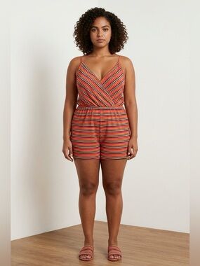 ✨Ginger G Multicolor Striped Romper | Size Small | Cotton Blend | Pride | Summer